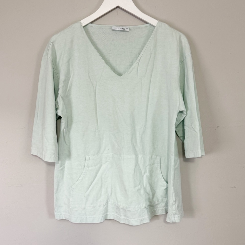 BRYN WALKER Women’s Blue JUDY Tunic Cotton Jersey Lagenlook 3/4 Sleeve Sz XXS